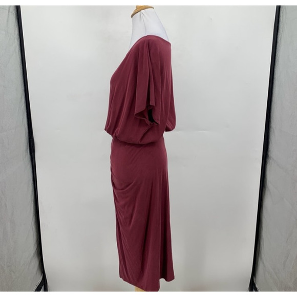 Moulinette Soeurs Dress Womens 2XSP Petite Wine Ruched Boat Neck Bodycon Blouson - Picture 5 of 13